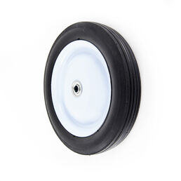 80 lbs. Load Rating. 1-1/2" Hub Length. 1/2" Ball Bearing. Centered Hub. Ribbed Tread.