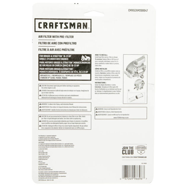 Air Filter with Pre-Filter and Fuel Filter Kit